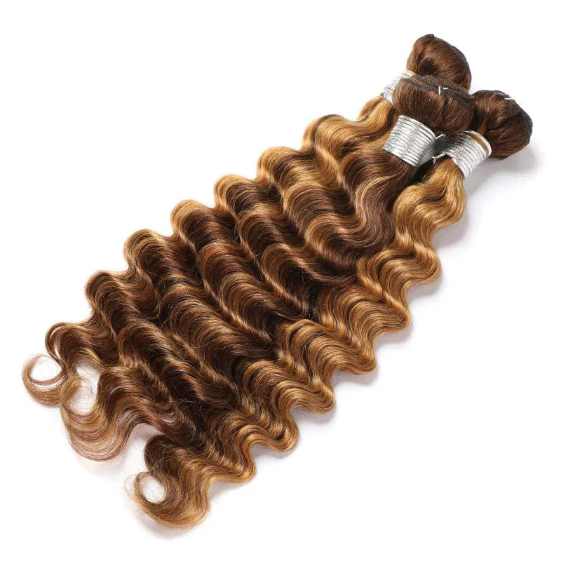 Highlight P4/27 Loose Deep Wave 3 Bundles With 4x4 Lace Closure 100% Real Human Hair - Msgem Hair