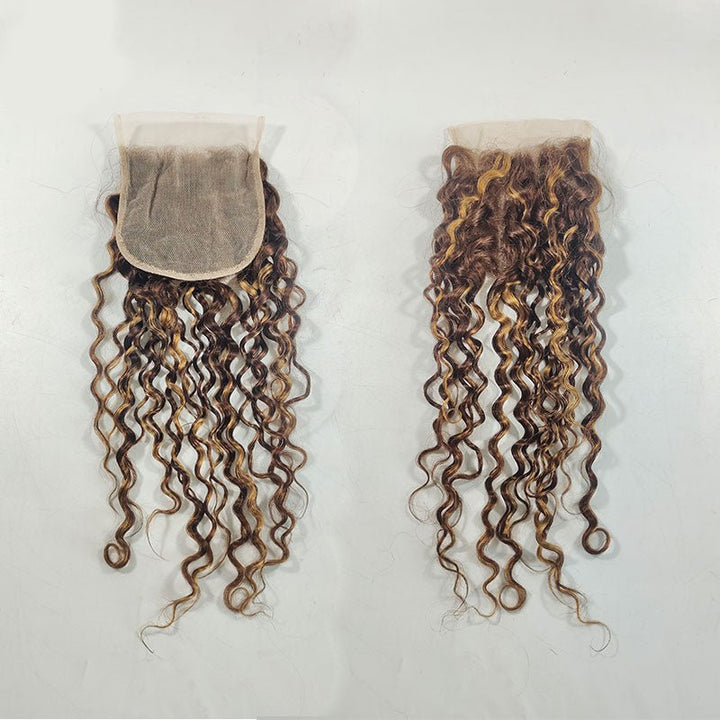 Highlight P4/27 Water Wave 3 Bundles With 4X4 Lace Closure 100% Virgin Human Hair - Msgem Hair