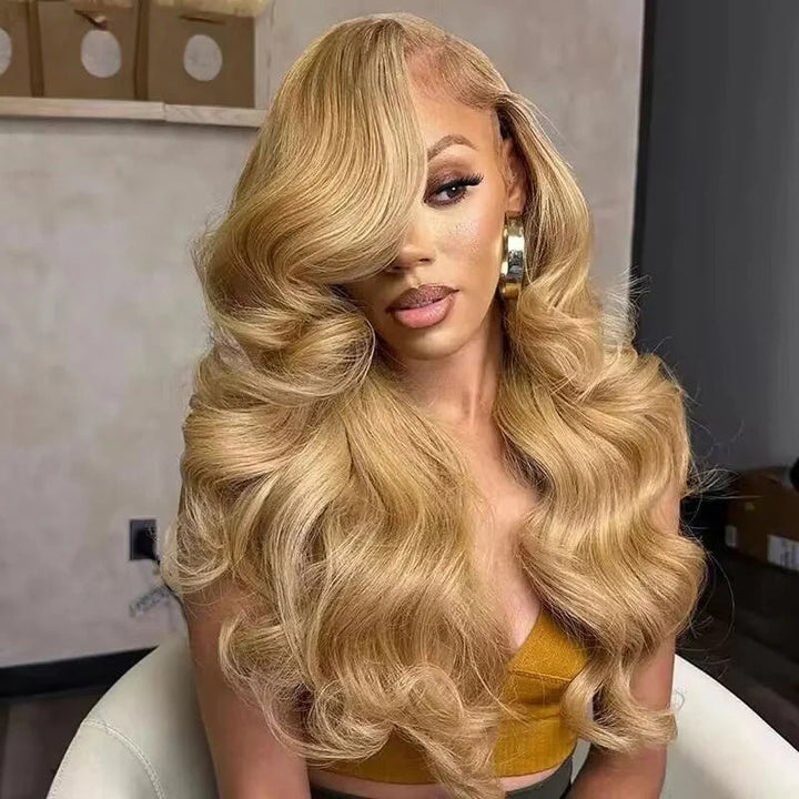 Honey Blonde 13x4 Lace Front Wigs Pre Plucked Blonde Body Wave Wigs 180%/250% Hair Density - Msgem Hair