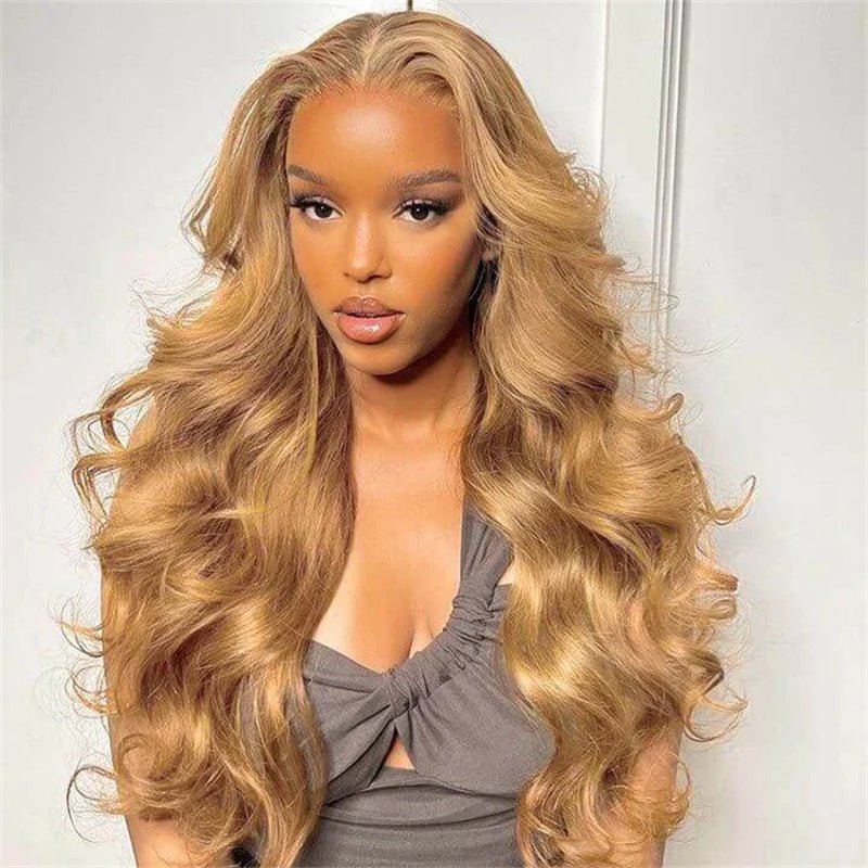 Honey Blonde 13x4 Lace Front Wigs Pre Plucked Blonde Body Wave Wigs 180%/250% Hair Density - Msgem Hair
