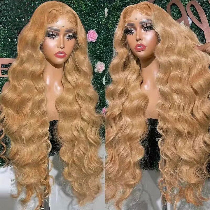 Honey Blonde 13x4 Lace Front Wigs Pre Plucked Blonde Body Wave Wigs 180%/250% Hair Density - Msgem Hair