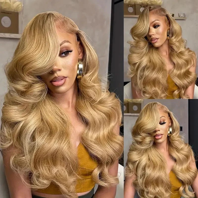 Honey Blonde 13x4 Lace Front Wigs Pre Plucked Blonde Body Wave Wigs 180%/250% Hair Density - Msgem Hair