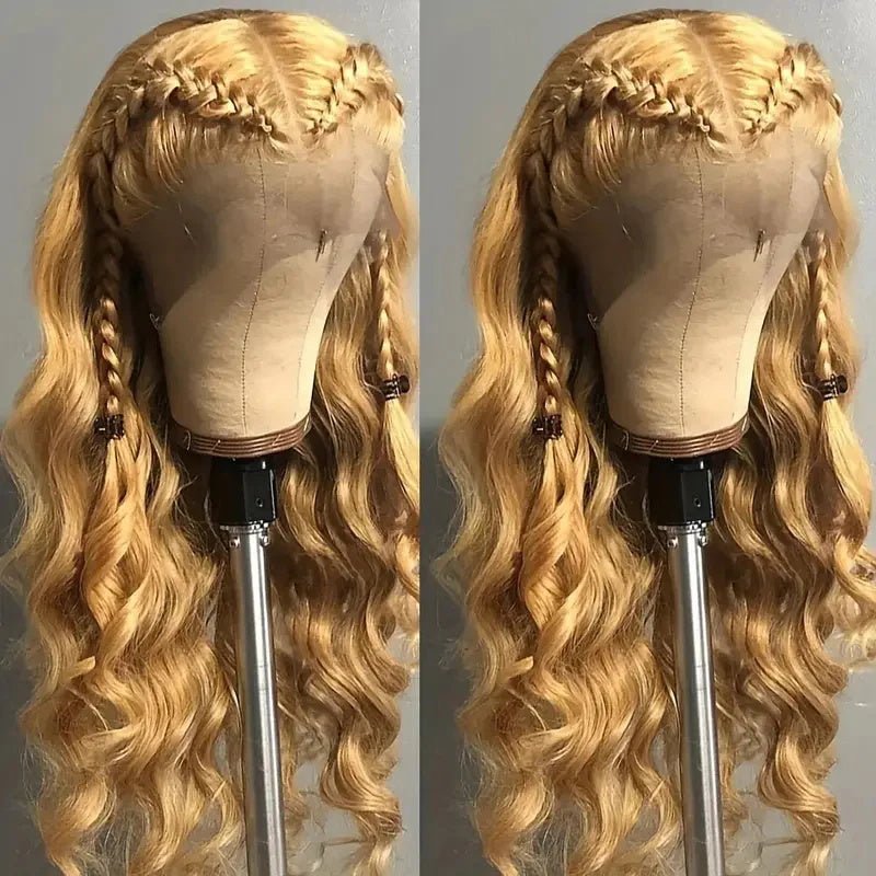 Honey Blonde 13x4 Lace Front Wigs Pre Plucked Blonde Body Wave Wigs 180%/250% Hair Density - Msgem Hair