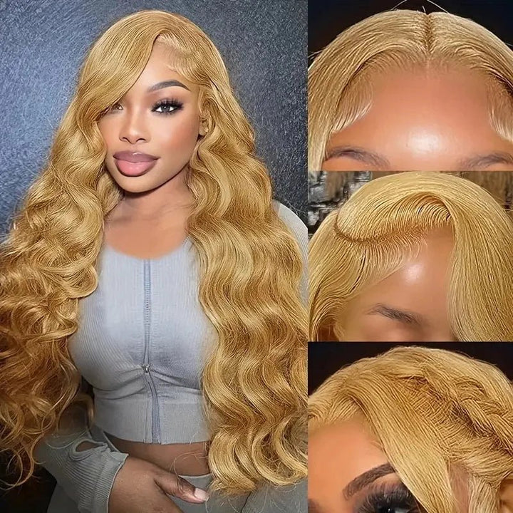 Honey Blonde 13x4 Lace Front Wigs Pre Plucked Blonde Body Wave Wigs 180%/250% Hair Density - Msgem Hair