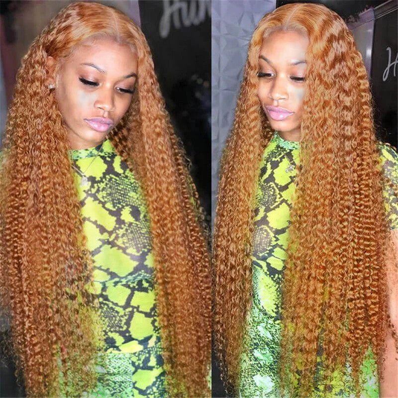 Honey Blonde Curly Hair 13x4 Transparent Lace Front Human Hair Wig With Pre Plucked - Msgem Hair