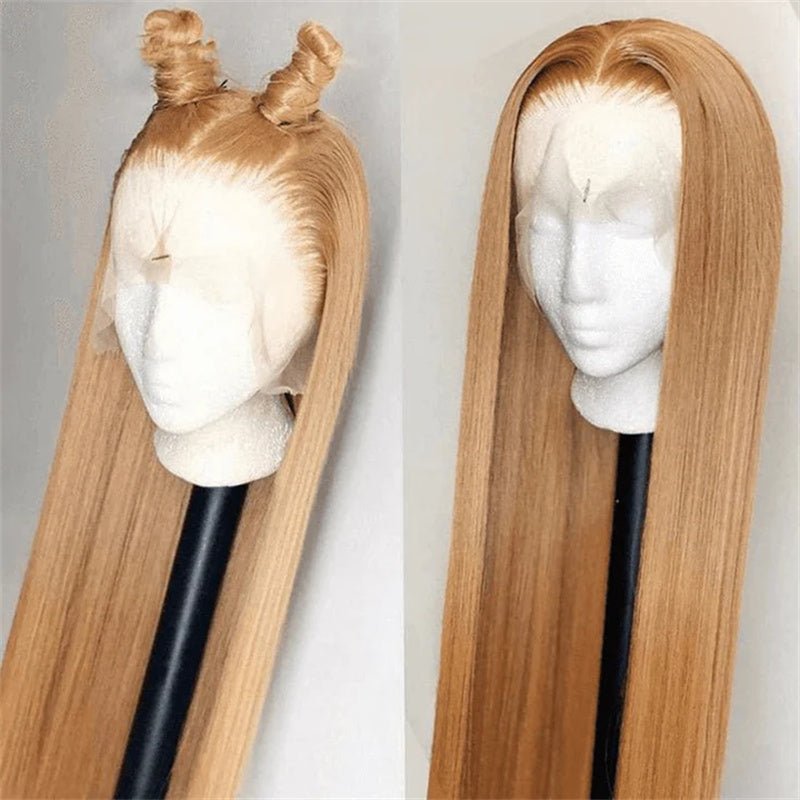 Honey Blonde Straight Wig Human Hair 13x6 Transparent Lace Front Wig Human Hair Pre Plucked With Baby Hair - Msgem Hair