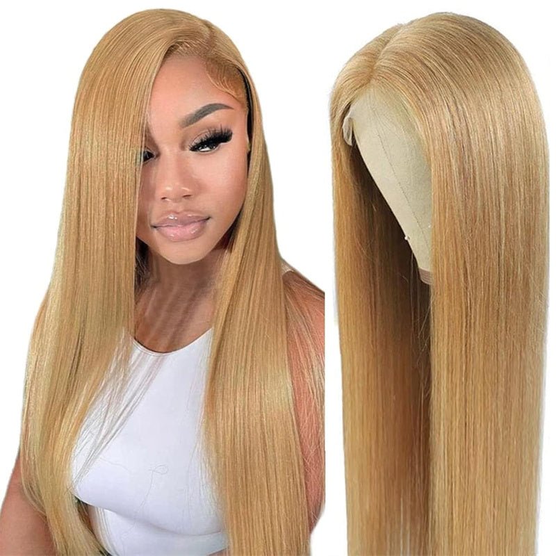 Honey Blonde Straight Wig Human Hair 13x6 Transparent Lace Front Wig Human Hair Pre Plucked With Baby Hair - Msgem Hair