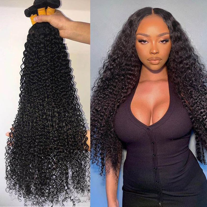 Kinky Curly 13x4 Lace Frontal with 3 bundles Human Virgin Hair - Msgem Hair