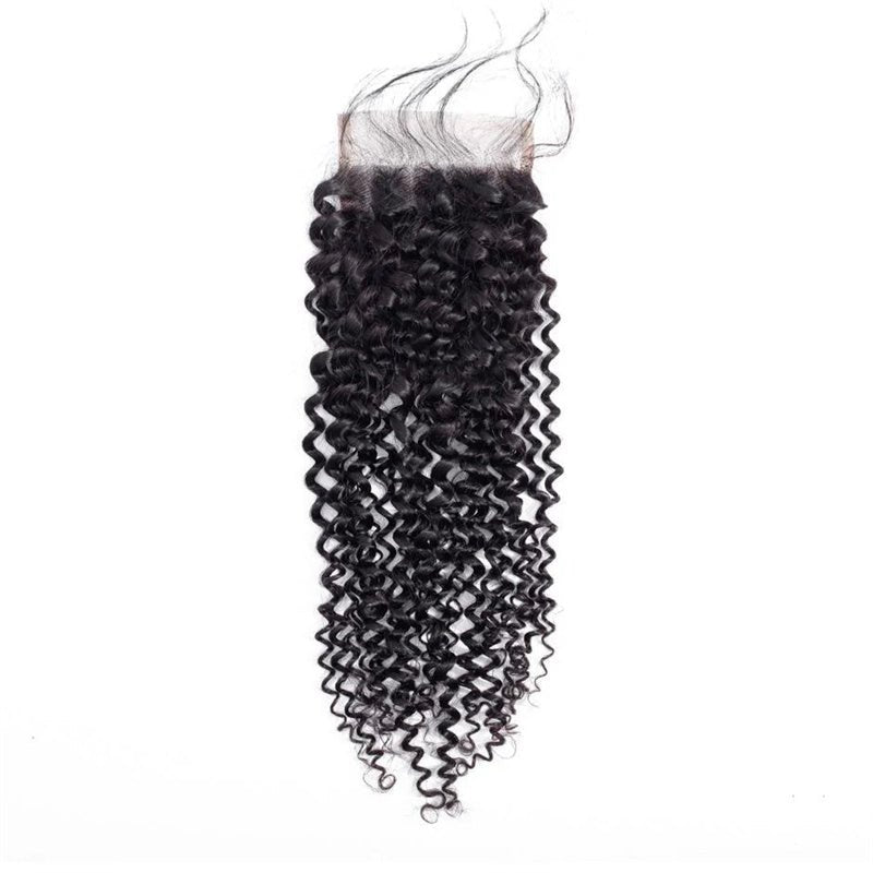 Kinky Curly Hair 4 Bundles With 4x4 Lace Closure Virgin Human Hair - Msgem Hair