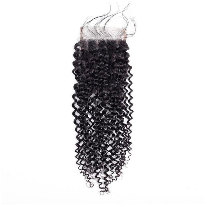 Kinky Curly Hair 4 Bundles With 4x4 Lace Closure Virgin Human Hair - Msgem Hair