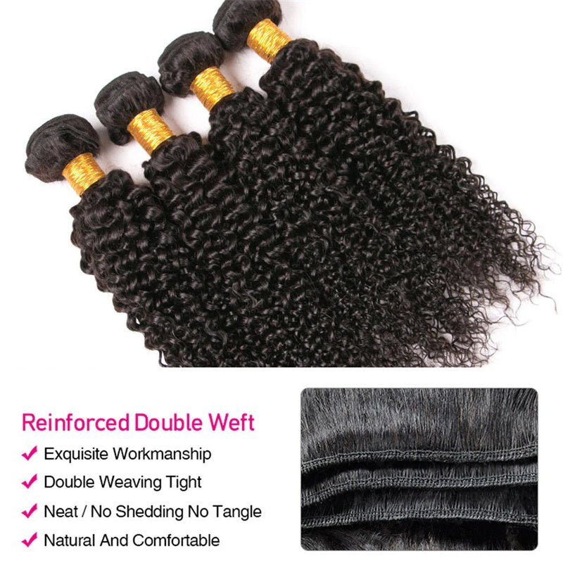 Kinky Curly Hair 4 Bundles With 4x4 Lace Closure Virgin Human Hair - Msgem Hair