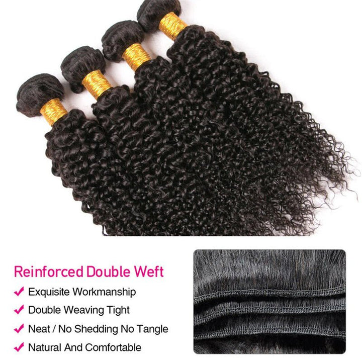 Kinky Curly Hair 4 Bundles With 4x4 Lace Closure Virgin Human Hair - Msgem Hair