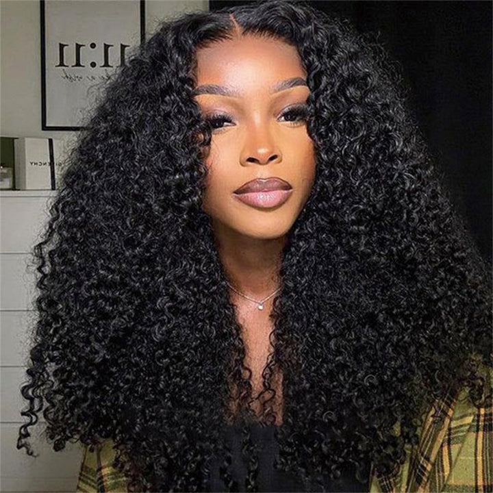 Msgem 4x4 Lace Closure Wig Kinky Curly HD Lace Wigs Pre Plucked Human Hair 250% Density