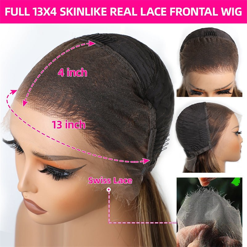 Msgem Loose Wave 13x4 Lace Front Wig Chocolate Brown Colored Human Hair Wigs 180%