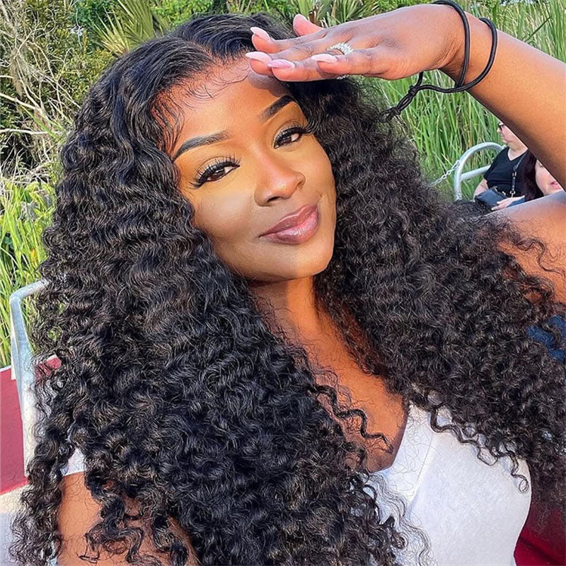 Msgem 3 In 1 Half Wig Burmese Curly Glueless Flexi-Fit Drawstring Human Hair Wigs
