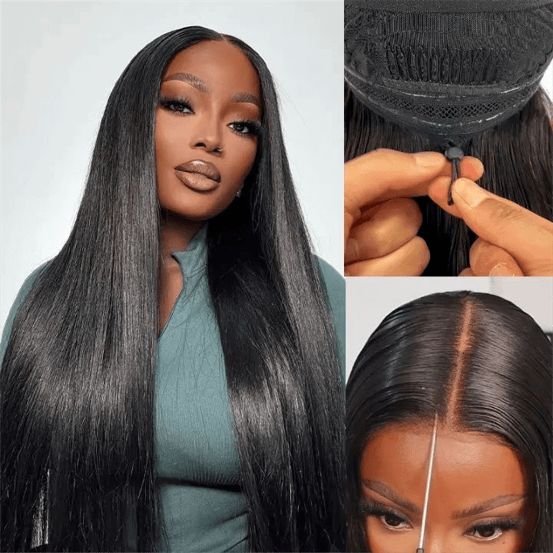 Msgem 13x4 13x6 Full Glueless Wig Straight Hair HD Lace Front Drawstring Wig Beginner Friendly - Msgem Hair