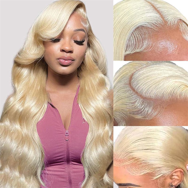 Msgem 13x4 Full Lace Front Wig 613 Blonde HD Transparent Lace Body Wave Hair With Pre-plucked Natural Hairline