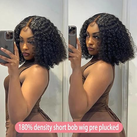 Msgem 13x4 Lace Front Wig Human Hair Short Bob Wigs Curly Wave Wig for Black Women - Msgem Hair