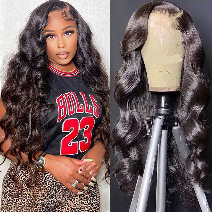 Msgem 13x4 Lace Frontal Wig Body Wave 180% Density Transparent Lace Wig Brazilian Virgin Human Hair - Msgem Hair