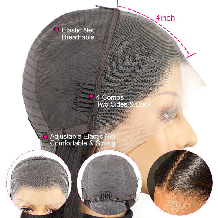 Msgem 13x4 Lace Frontal Wig Body Wave 180% Density Transparent Lace Wig Brazilian Virgin Human Hair - Msgem Hair