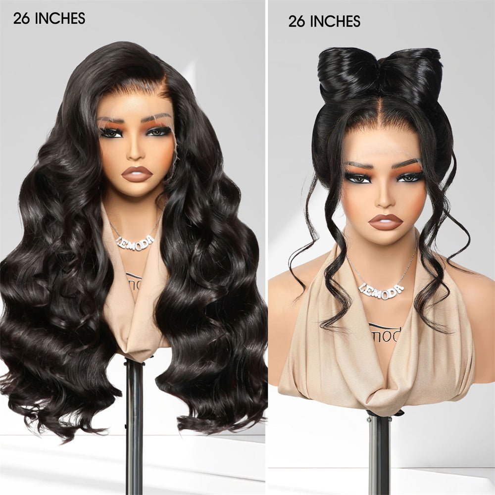 Msgem 13x6 Body Wave HD Lace Front Wigs Human Hair for Women 13x4 Lace Front Human Hair Wig with Baby Hair Natural Black - Msgem Hair