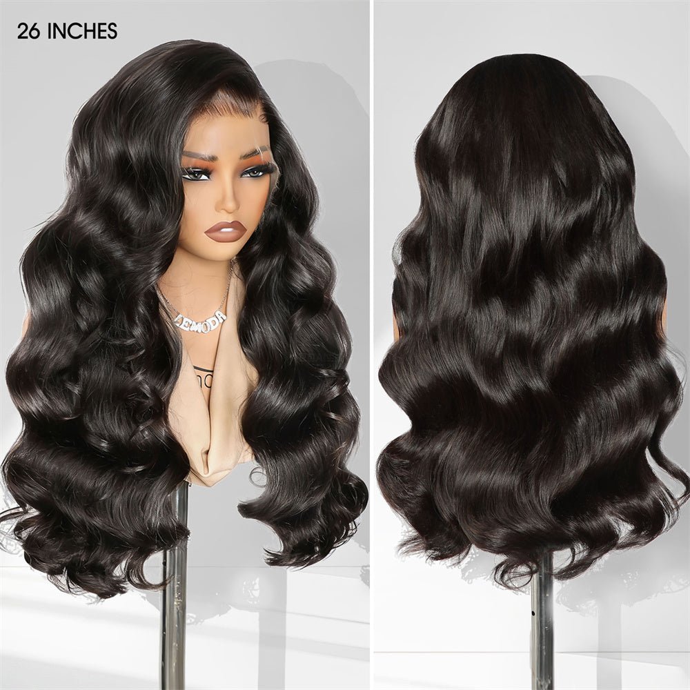Msgem 13x6 Body Wave HD Lace Front Wigs Human Hair for Women 13x4 Lace Front Human Hair Wig with Baby Hair Natural Black - Msgem Hair