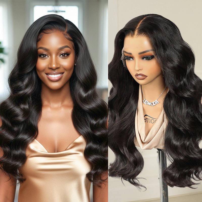 Msgem 13x6 Body Wave HD Lace Front Wigs Human Hair for Women 13x4 Lace Front Human Hair Wig with Baby Hair Natural Black - Msgem Hair