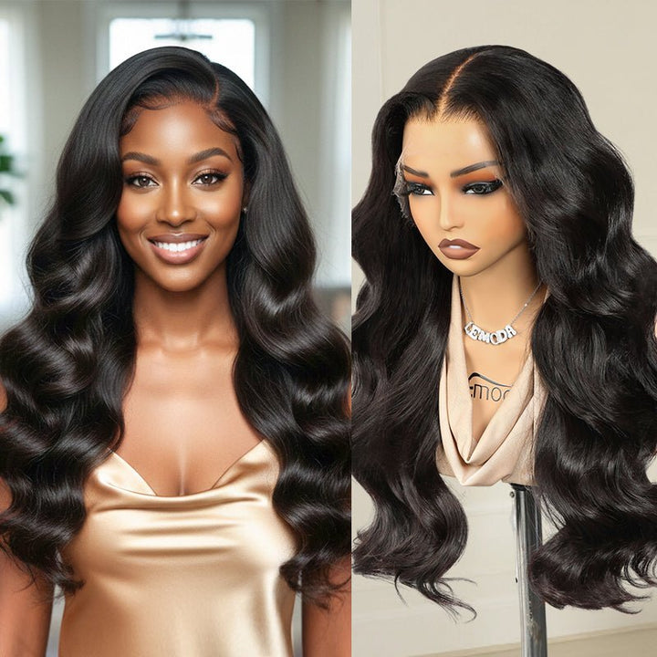 Msgem 13x6 Body Wave HD Lace Front Wigs Human Hair for Women 13x4 Lace Front Human Hair Wig with Baby Hair Natural Black - Msgem Hair