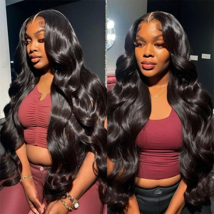 Msgem 13x6 Body Wave HD Lace Front Wigs Human Hair for Women 13x4 Lace Front Human Hair Wig with Baby Hair Natural Black - Msgem Hair