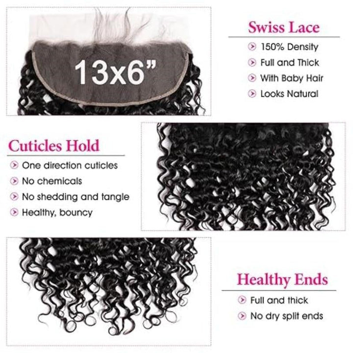 Msgem 13x6 Ear to Ear Lace Frontal Water Wave HD Transparent Frontal Closure Natural Black - Msgem Hair