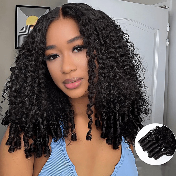 Msgem 13x6 Full Lace Frontal Pull & Go Burmese Curly Human Hair Wigs With Invisi Drawstring - Msgem Hair