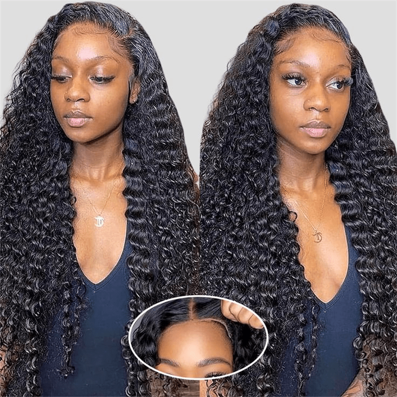 Msgem 13x6 HD Full Lace Frontal Wig Deep Wave Pull Go Drawstring Human Hair Wig - Msgem Hair