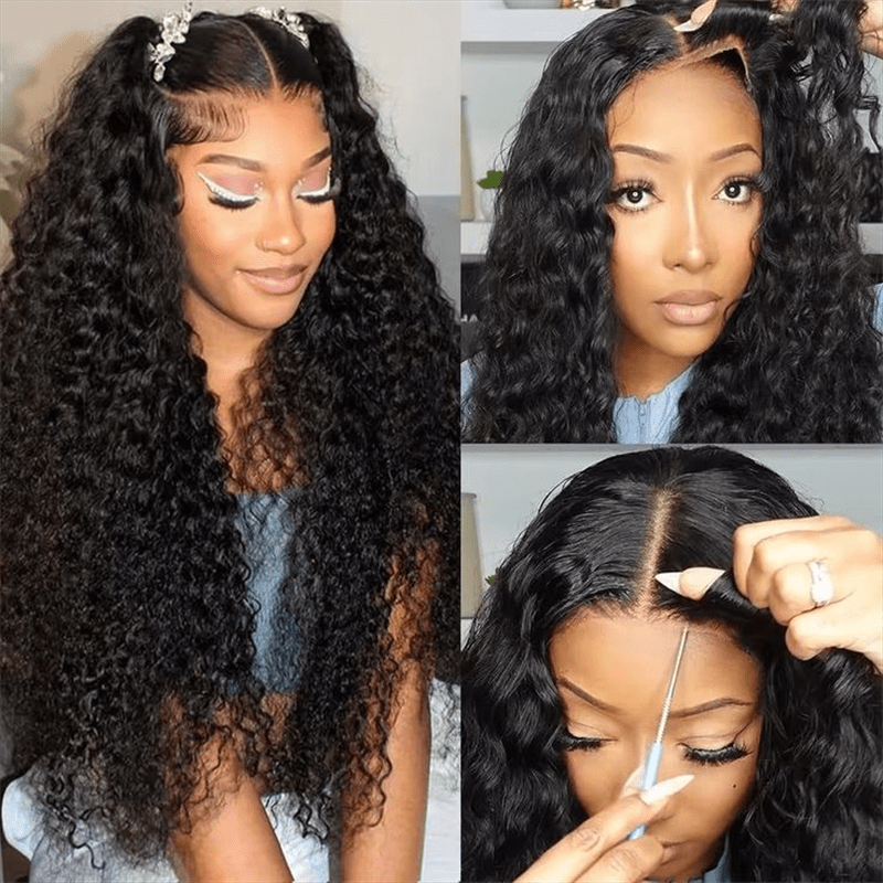 Msgem 13x6 HD Full Lace Frontal Wig Deep Wave Pull Go Drawstring Human Hair Wig - Msgem Hair