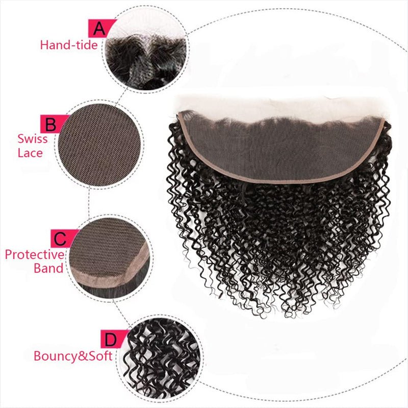 Msgem 13x6 HD Lace Frontal Kinky Curly Ear to Ear Lace Frontal Closure Natural Hairline - Msgem Hair