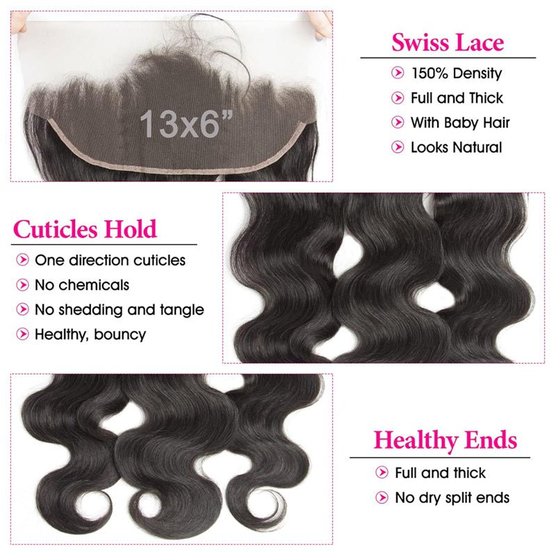 Msgem 13x6 Lace Frontal Body Wave HD Transparent Frontal Ear to Ear with Baby Hair - Msgem Hair