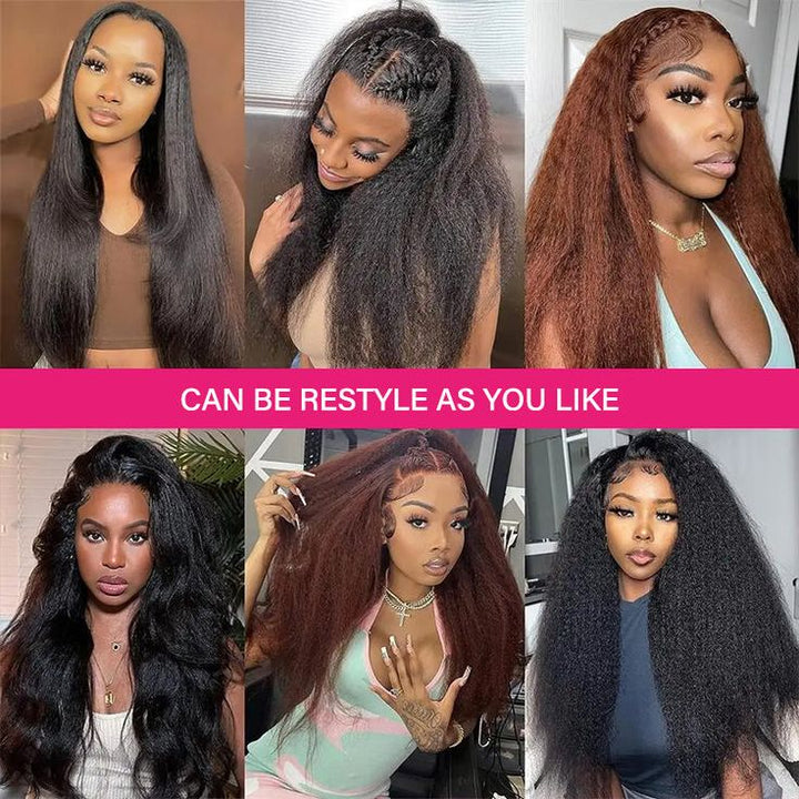Msgem 13x6 Lace Frontal Human Hair Wig 180%Hair Density Kinky Straight Human Hair Wigs - Msgem Hair