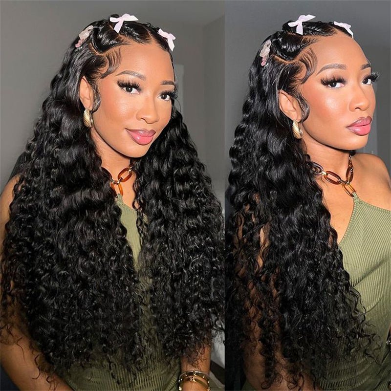 Msgem 13x6 Lace Frontal Wig 250% Density Human Hair Deep Wave Pre Plucked Hairline Full and Thick Virgin Human Hair - Msgem Hair