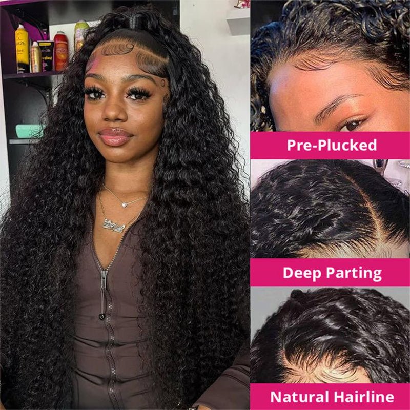 Msgem 13x6 Lace Frontal Wig 250% Density Human Hair Deep Wave Pre Plucked Hairline Full and Thick Virgin Human Hair - Msgem Hair