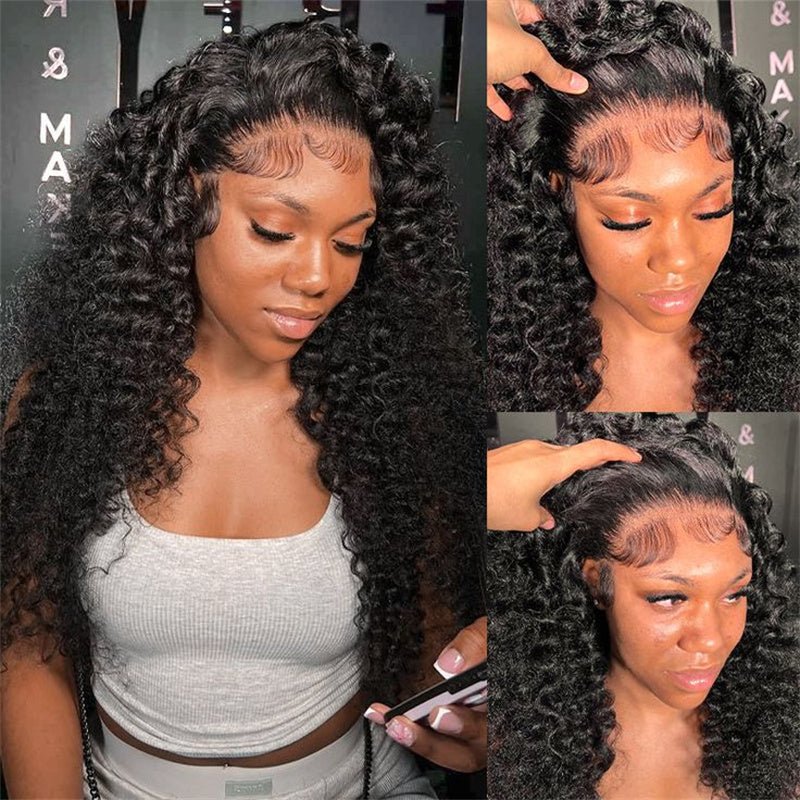 Msgem 13x6 Lace Frontal Wig Human Hair Deep Wave HD Transpaent Lace Wigs Pre Plucked Hairline 250% Density - Msgem Hair