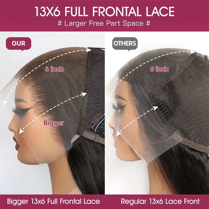 Msgem Yaki Straight 13x6 Lace Frontal Wigs HD Full Lace Human Hair Wig