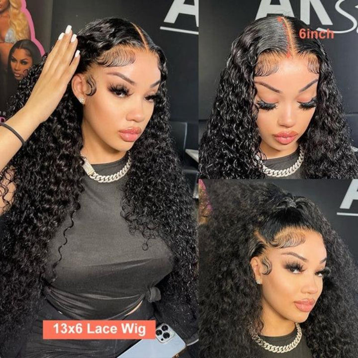 Msgem 13x6 Real HD Invisible Lace frontal Human Hair Wig 180% Full Density Water Wave - Msgem Hair
