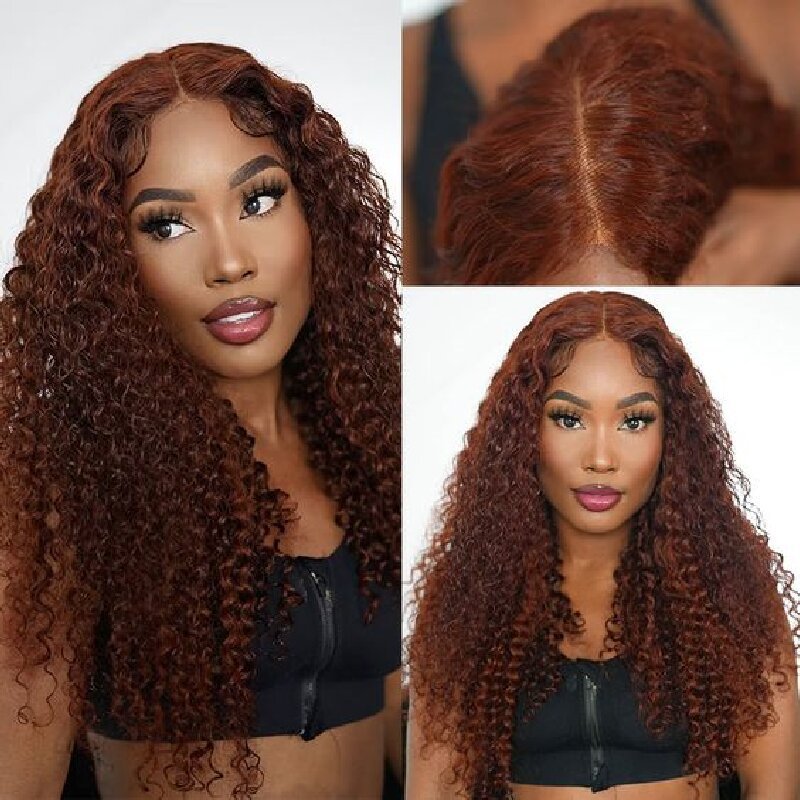 Msgem 180% Hair Density 7x5 Curly Hair Wig Lace Closure Wig Reddish Brown Glueless Wigs - Msgem Hair