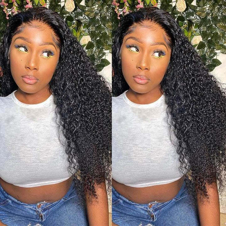 Msgem 180% Thick Density Curly Wave Transparent Lace 13x4 Lace Frontal Wigs Human Hair - Msgem Hair