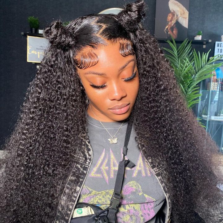 Msgem 180% Thick Density Curly Wave Transparent Lace 13x4 Lace Frontal Wigs Human Hair - Msgem Hair