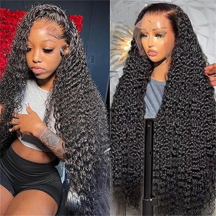 Msgem 210% Density 12A Virgin 13x6/13X4 Deep Wave Full Lace Frontal Wig Human Hair 13x6/13X4 Water Wave Wigs Human Hair HD Transparent Curly Lace Front Wigs Brazilian Wet and Wave Lace Wig - Msgem Hair
