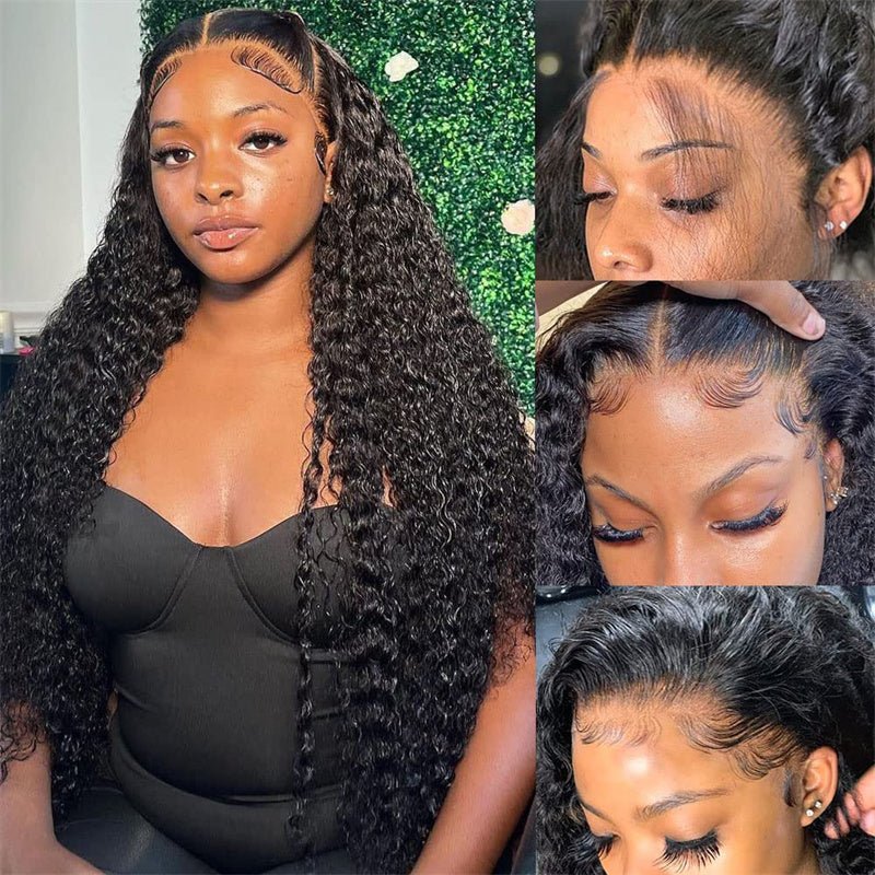 Msgem 210% Density 12A Virgin 13x6/13X4 Deep Wave Full Lace Frontal Wig Human Hair 13x6/13X4 Water Wave Wigs Human Hair HD Transparent Curly Lace Front Wigs Brazilian Wet and Wave Lace Wig - Msgem Hair