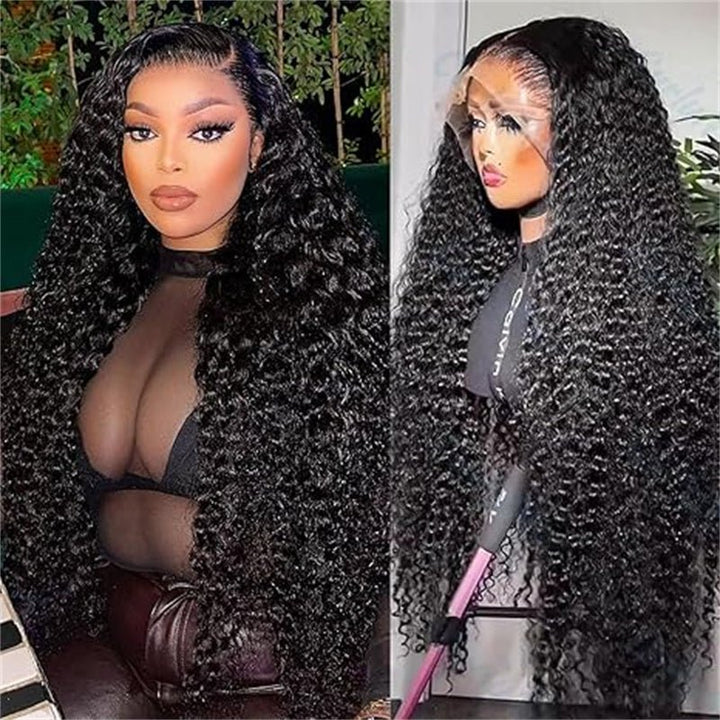 Msgem 210% Density 12A Virgin 13x6/13X4 Deep Wave Full Lace Frontal Wig Human Hair 13x6/13X4 Water Wave Wigs Human Hair HD Transparent Curly Lace Front Wigs Brazilian Wet and Wave Lace Wig - Msgem Hair