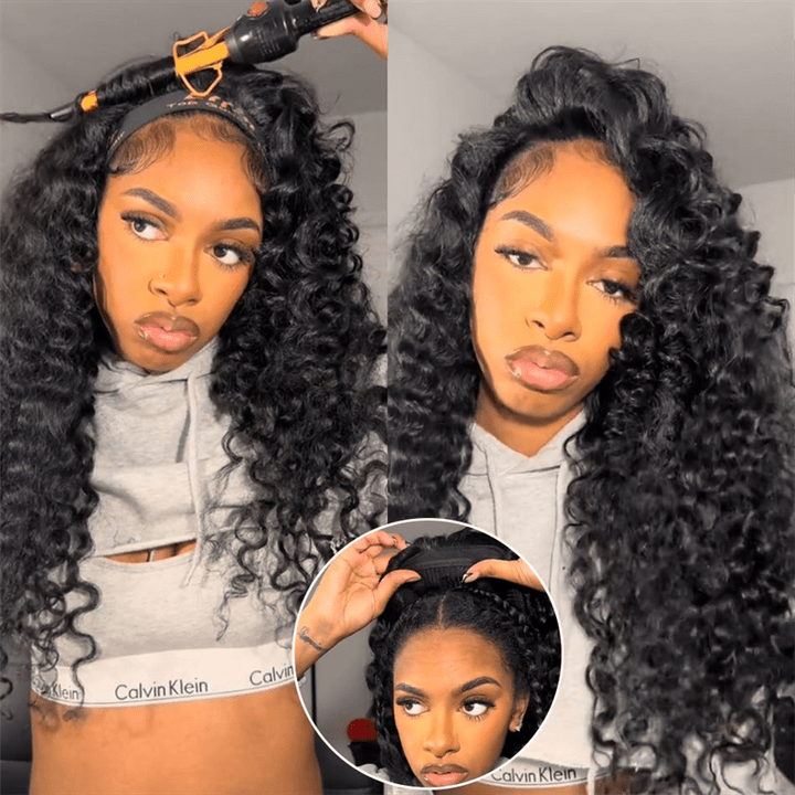 Msgem 3 In 1 Half Wig Burmese Curly Glueless Flexi - Fit Drawstring Human Hair Wigs - Msgem Hair