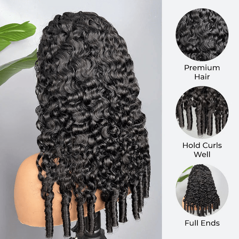 Msgem 3 In 1 Half Wig Burmese Curly Glueless Flexi - Fit Drawstring Human Hair Wigs - Msgem Hair