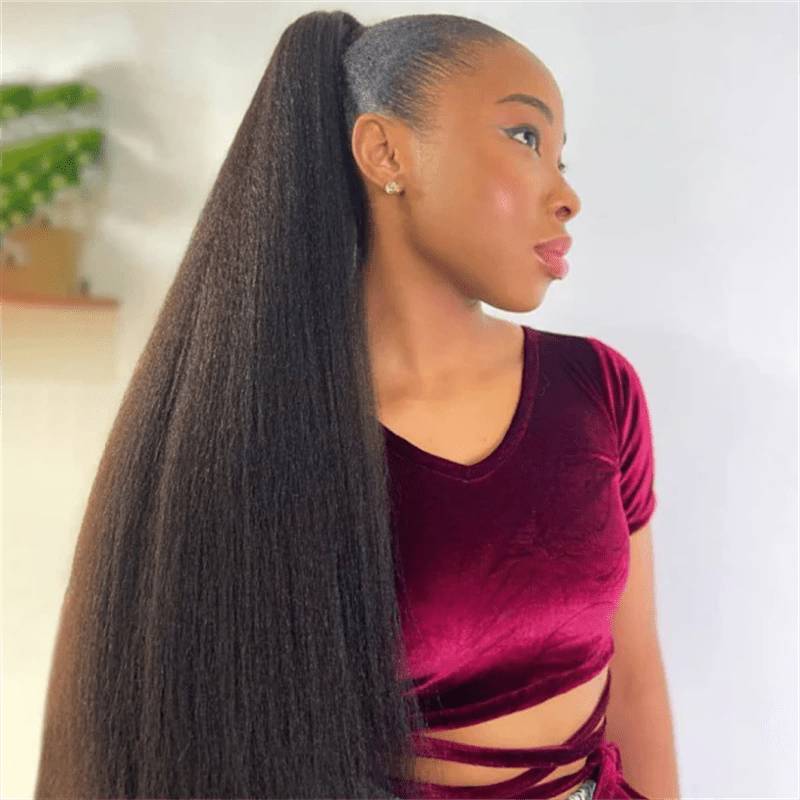 Msgem 3 In 1 Half Wig Easy Wear Yaki Straight Glueless Flexi - Fit Drawstring Wig - Msgem Hair